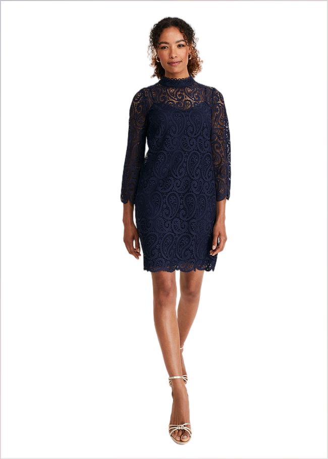  Verity Lace Shift Dress Navy 221064351