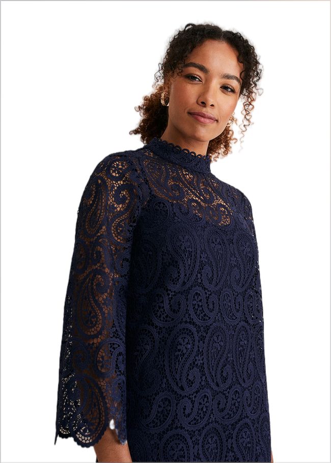  Verity Lace Shift Dress Navy 221064351