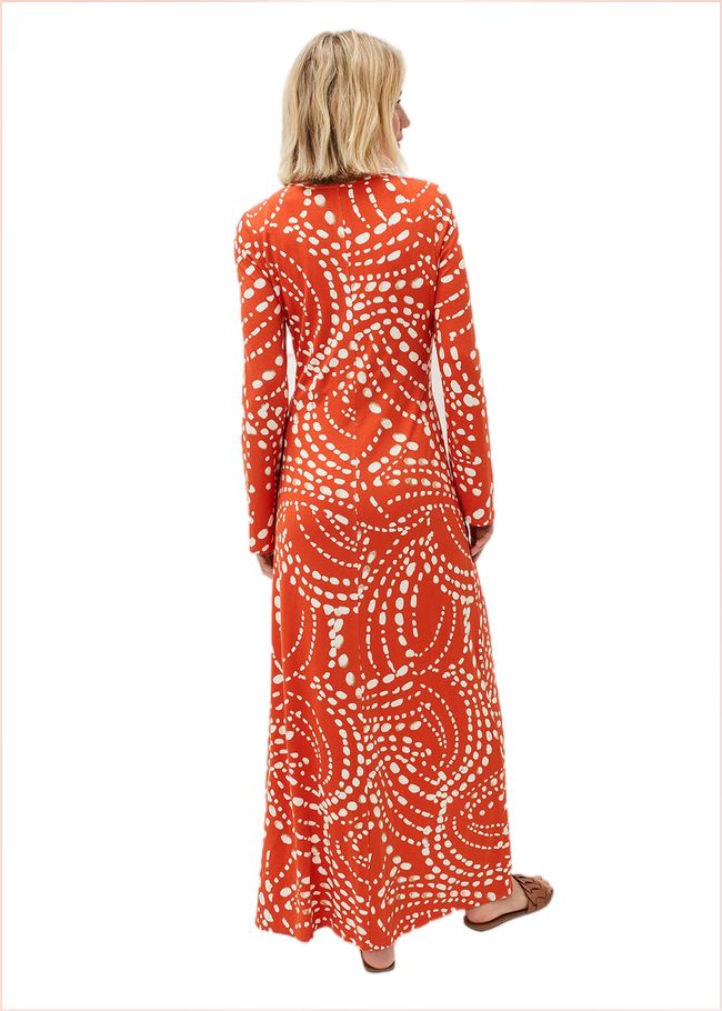  Ayla Spot Print Midi Dress Burnt Orange 221066062