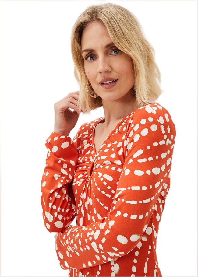  Ayla Spot Print Midi Dress Burnt Orange 221066062