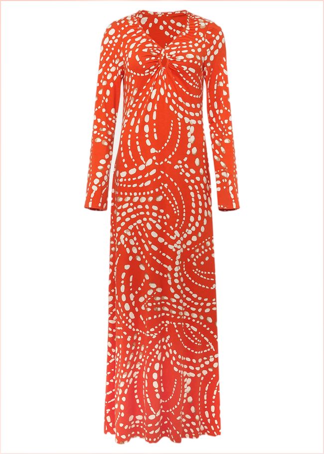  Ayla Spot Print Midi Dress Burnt Orange 221066062