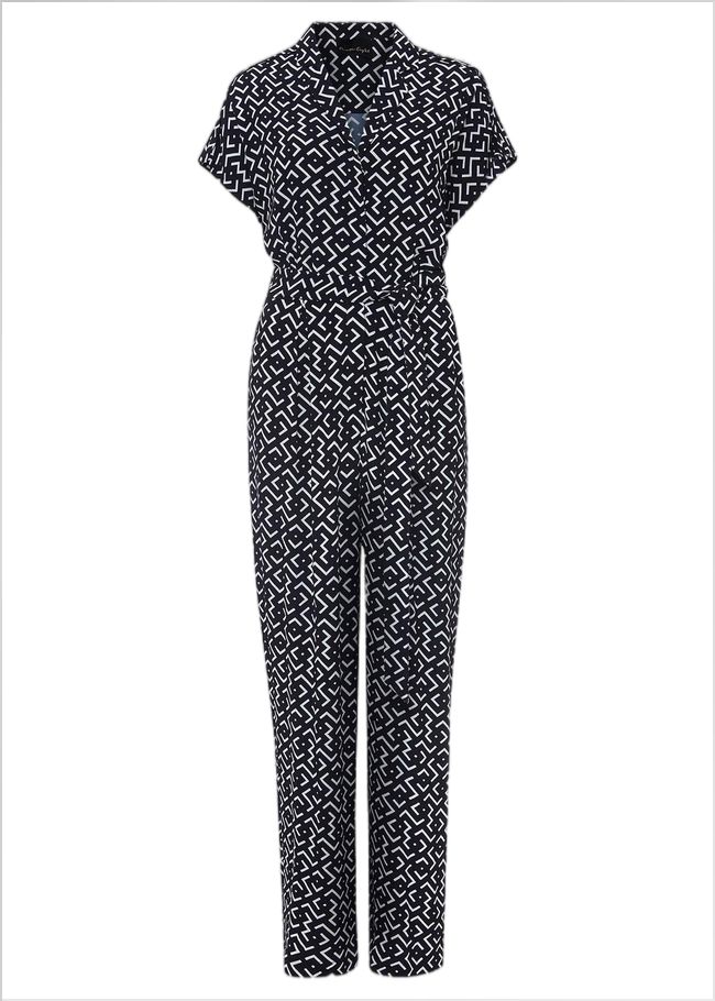  Paige Abstract Print Wide Leg Jumpsuit Navy/Ivory 221080287