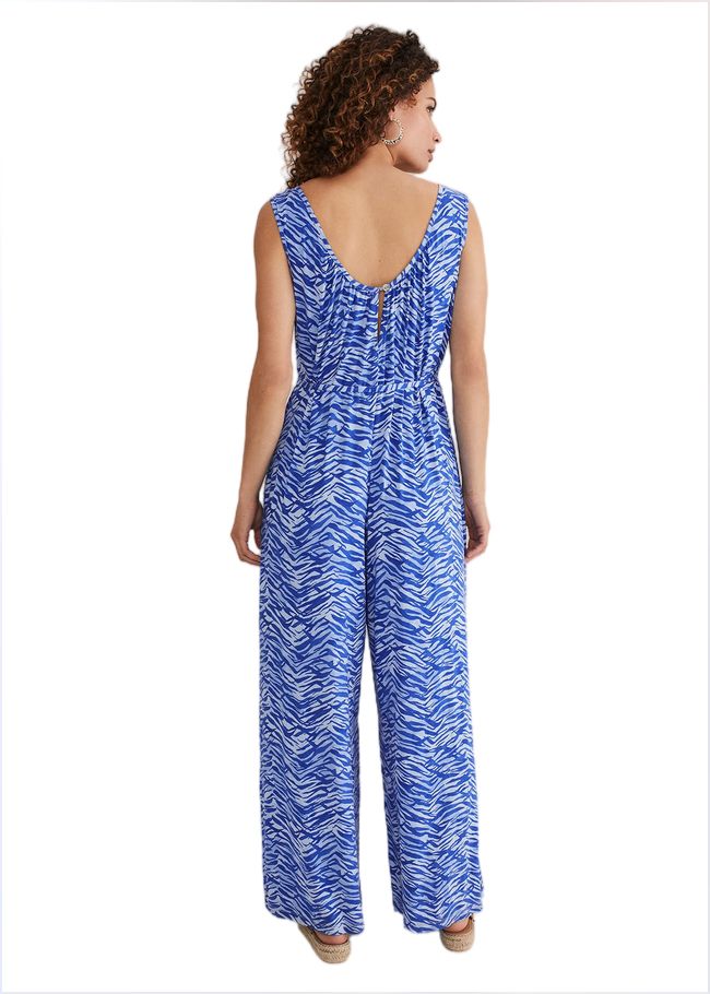  Juliana Zebra Print Jersey Jumpsuit Blue 221081408