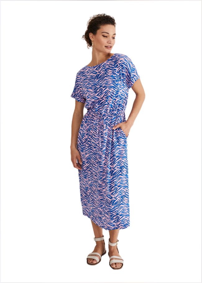  Alina Zebra Print Jersey Dress Pink/Blue 221083148