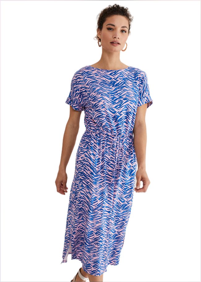  Alina Zebra Print Jersey Dress Pink/Blue 221083148