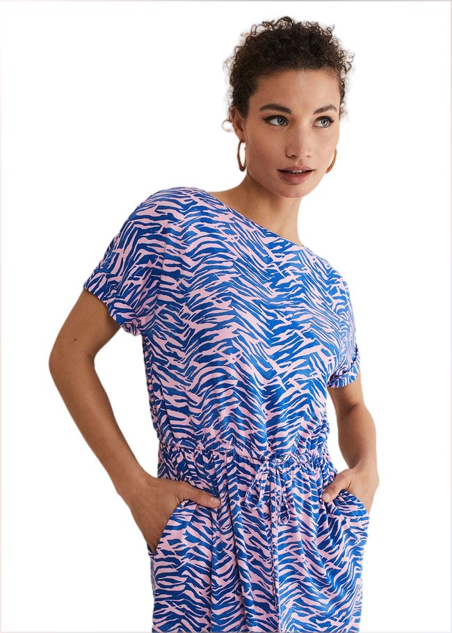  Alina Zebra Print Jersey Dress Pink/Blue 221083148