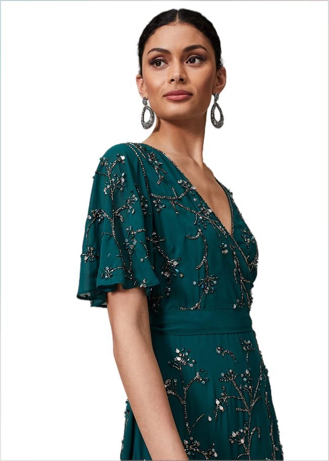  Talia Beaded Midaxi Dress Emerald 221087832