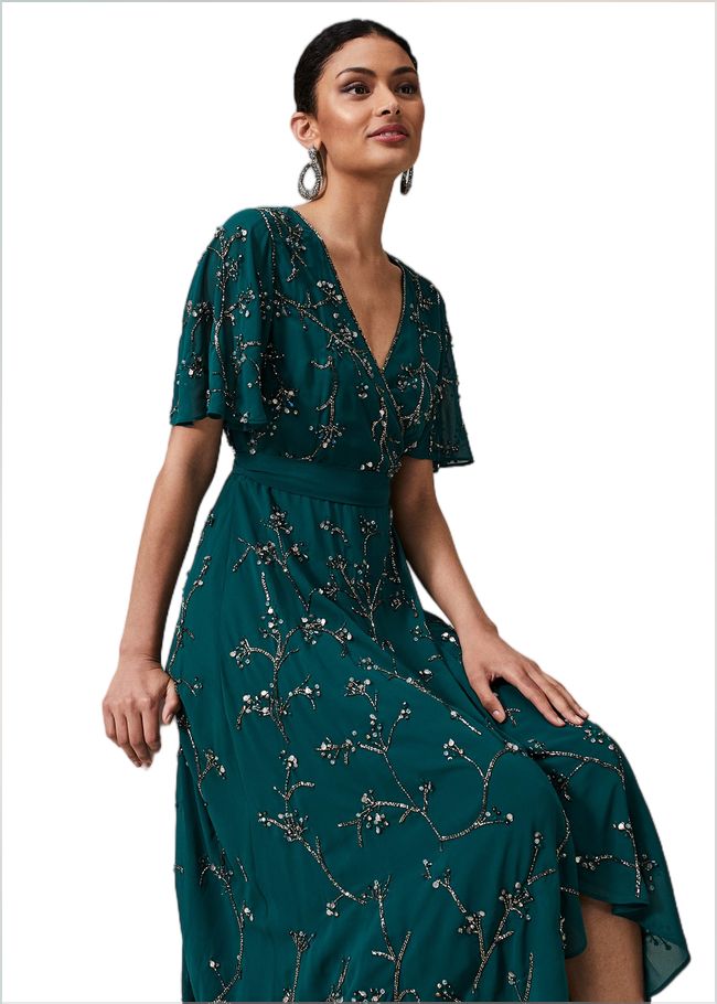  Talia Beaded Midaxi Dress Emerald 221087832