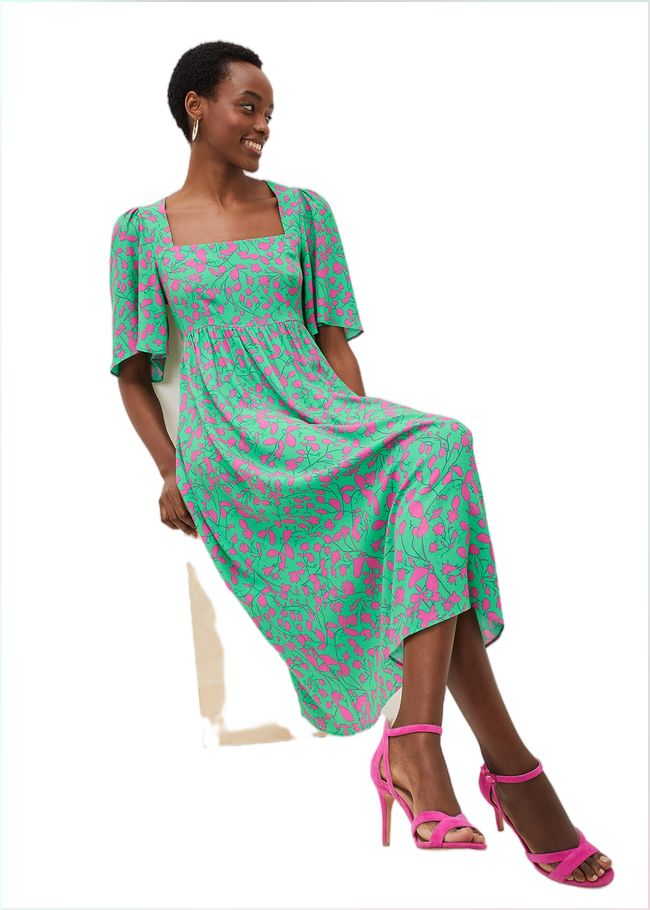  Ayesha Floral Midaxi Dress Pink/Green 221097344