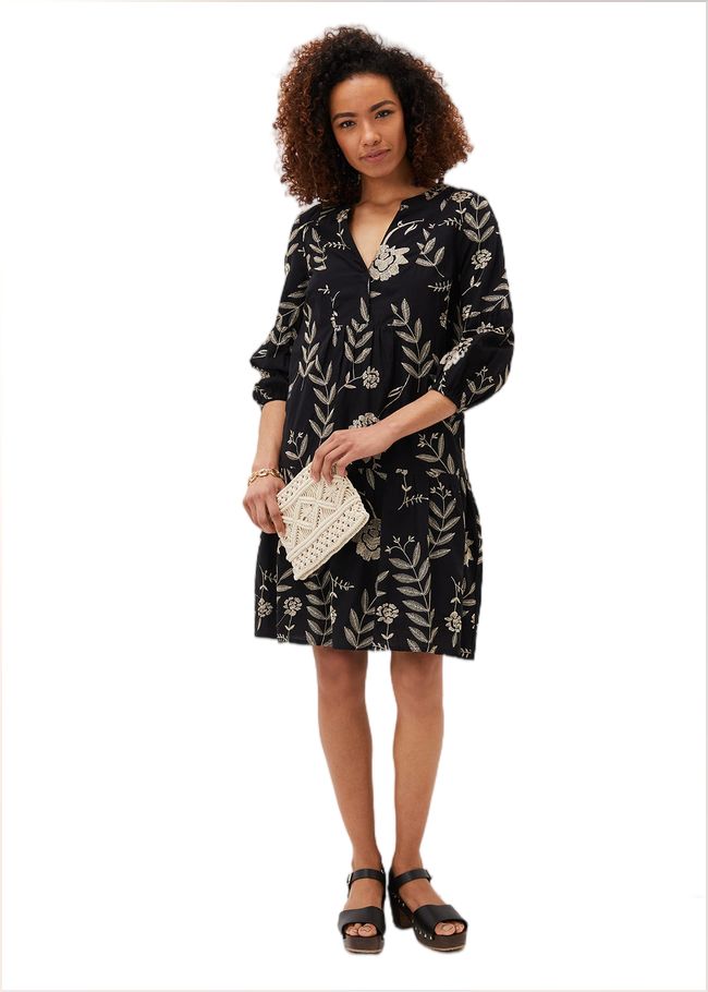  Gina Embroidered Dress Black/Stone 221100920