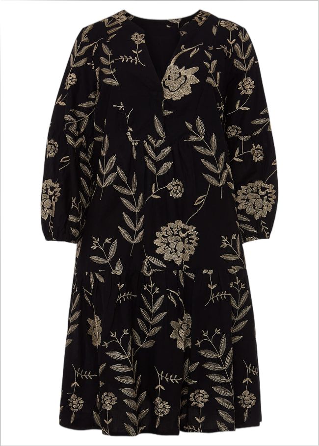  Gina Embroidered Dress Black/Stone 221100920