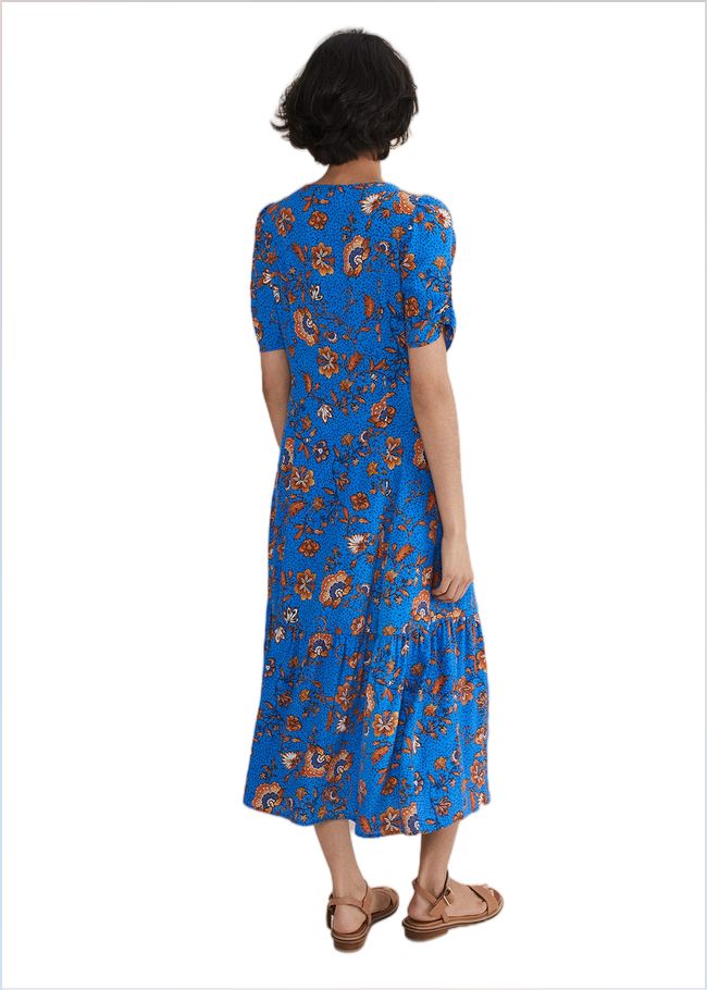  Adriel Paisley Midi Dress Blues/Orange 221103135