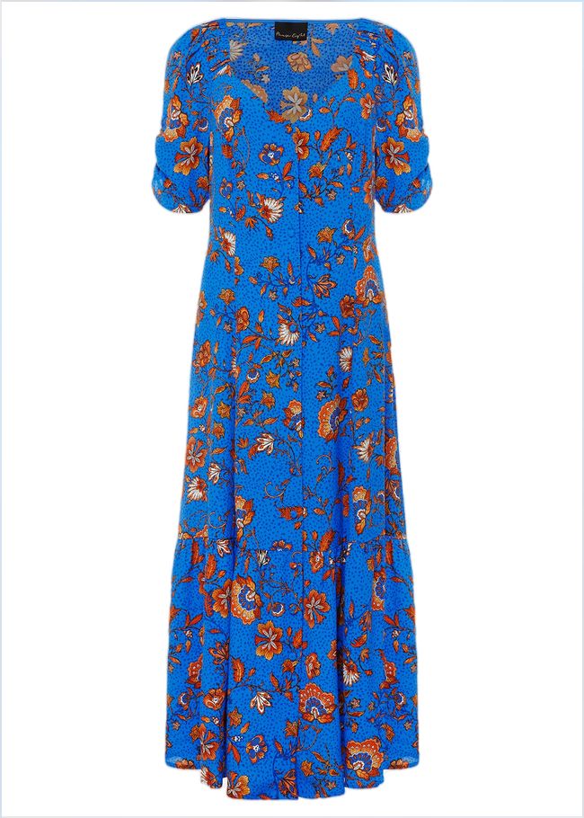  Adriel Paisley Midi Dress Blues/Orange 221103135