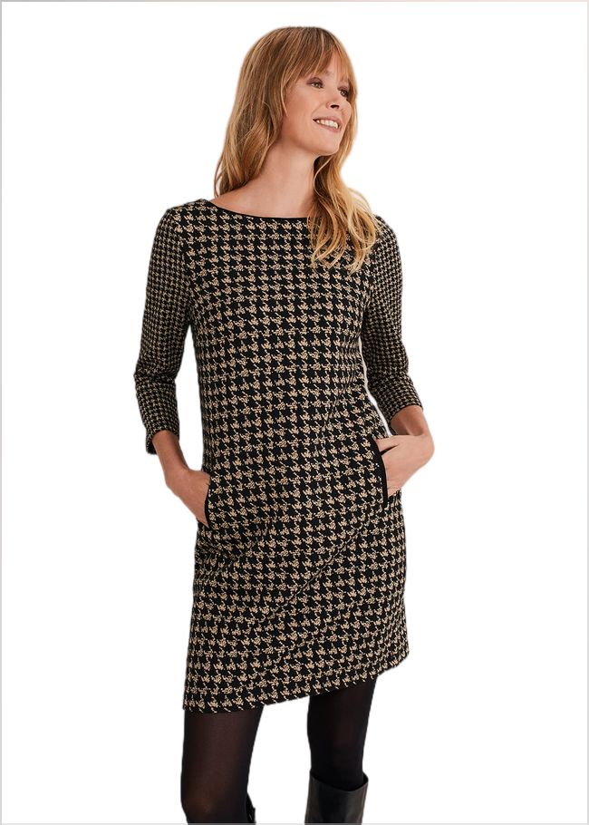  Lenia Check Dress Black/Camel 221122145