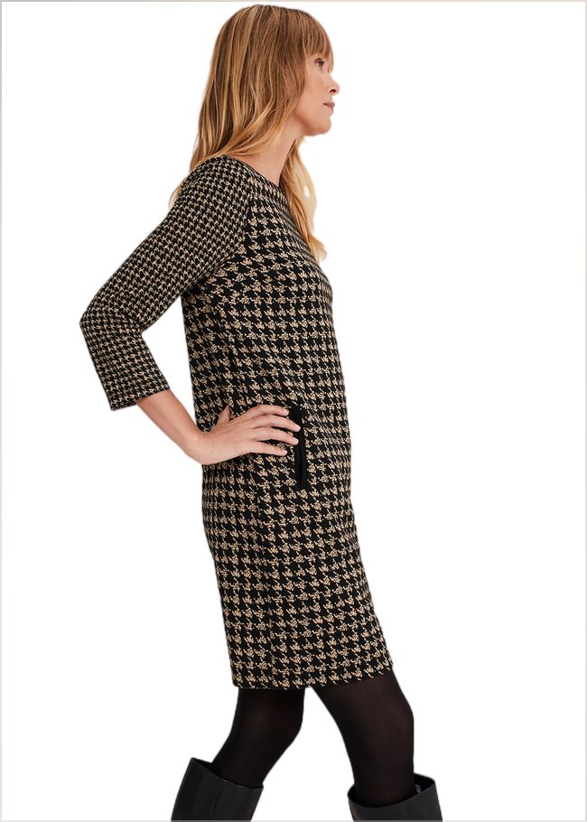  Lenia Check Dress Black/Camel 221122145