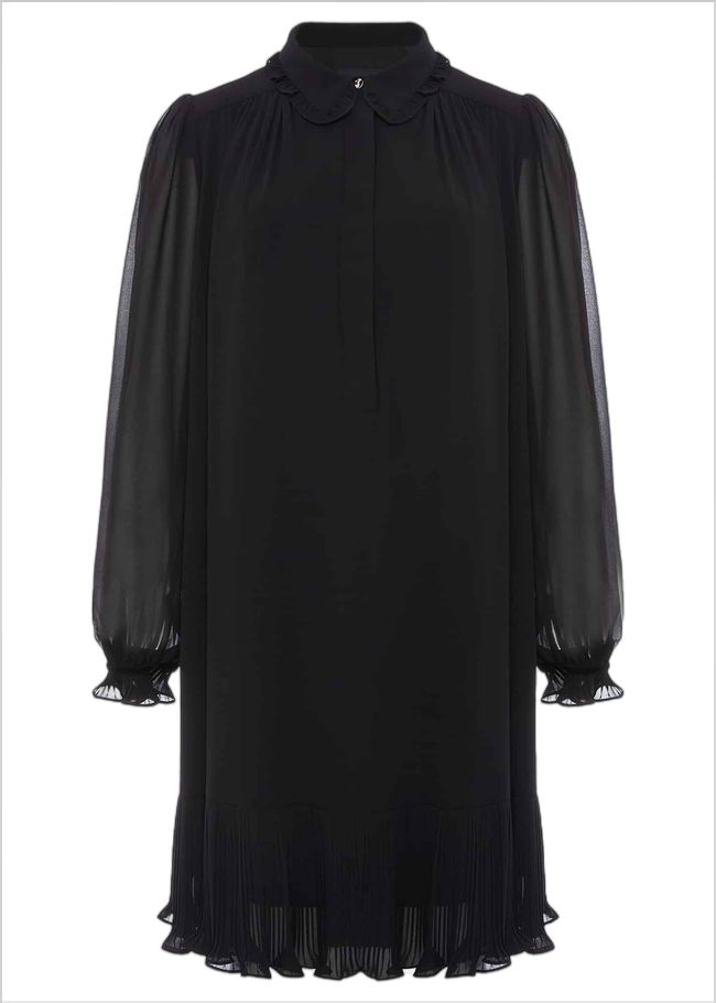  April Pleat Dress Black 221130050