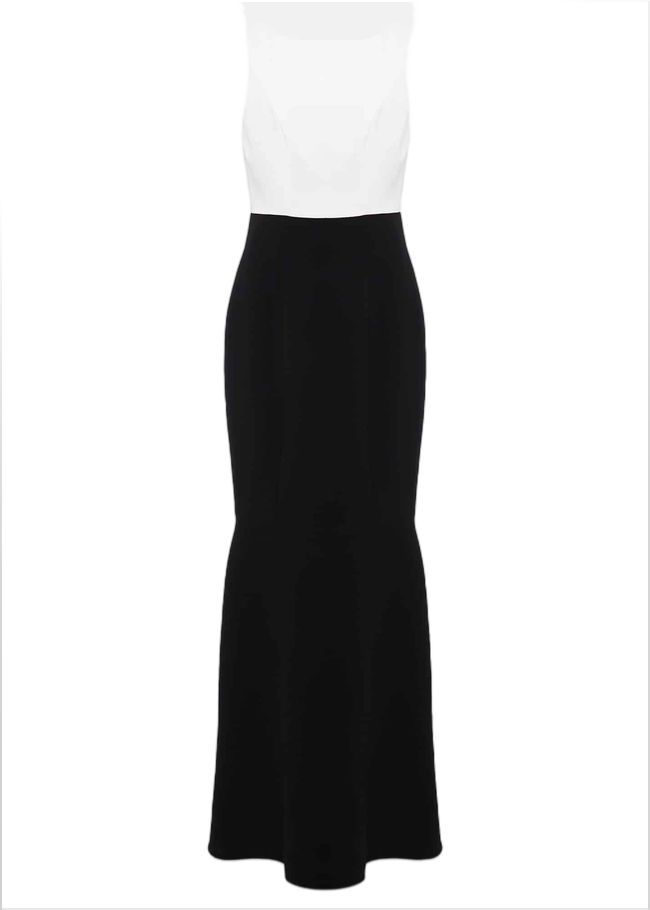  Natalya Fishtail Dress Ivory/Black 221131867