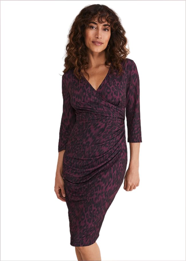  Nieve Leopard Print Dress Black/Purple 221132399