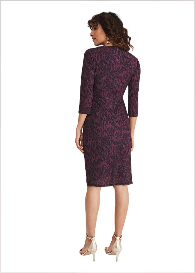  Nieve Leopard Print Dress Black/Purple 221132399