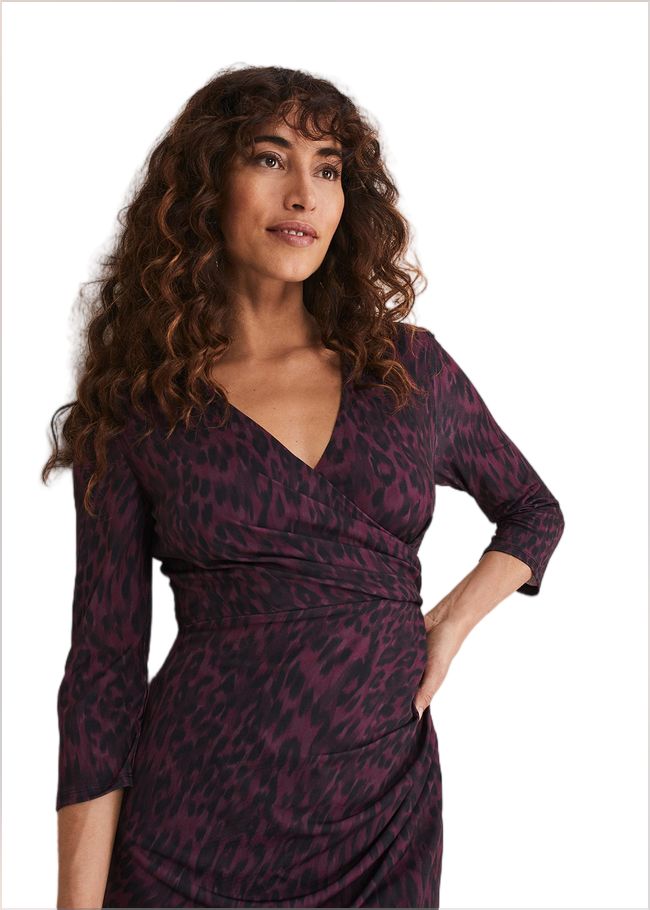  Nieve Leopard Print Dress Black/Purple 221132399