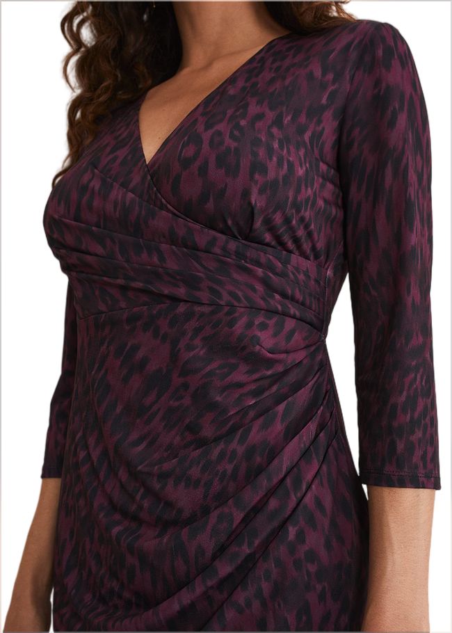  Nieve Leopard Print Dress Black/Purple 221132399