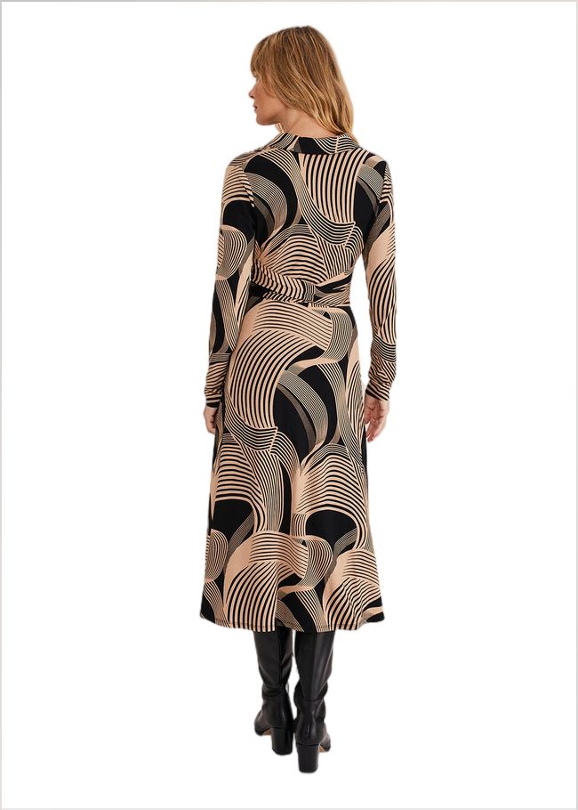  April Tie Shirt Dress Black/Camel 221136424