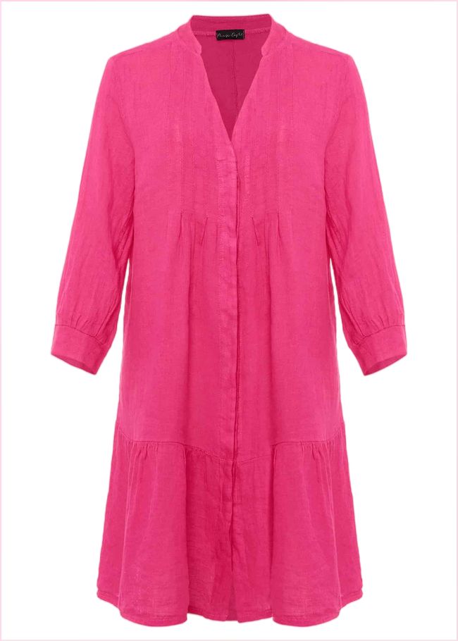  Penele Linen Swing Dress Magenta 221148463