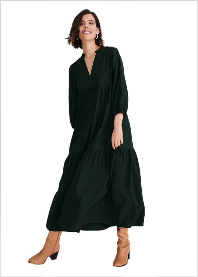  Jayde Tiered Midaxi Dress Dark Green 221155450