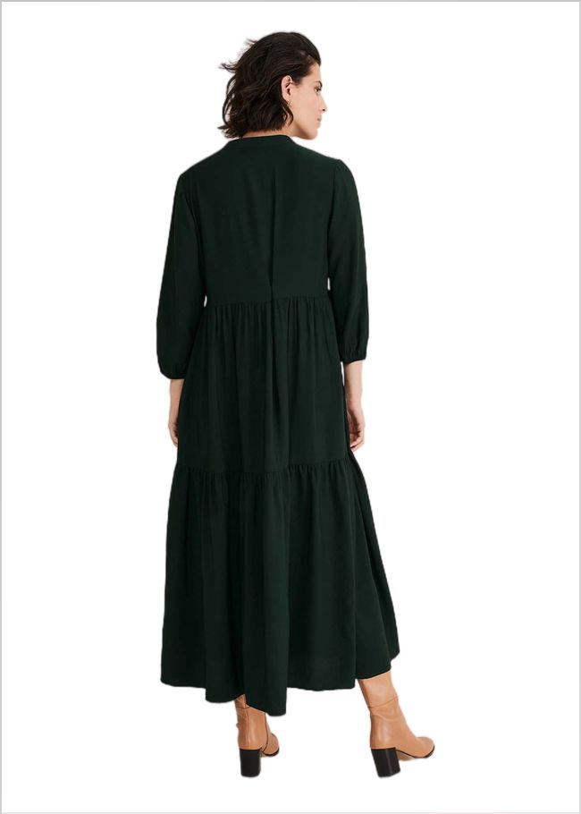  Jayde Tiered Midaxi Dress Dark Green 221155450