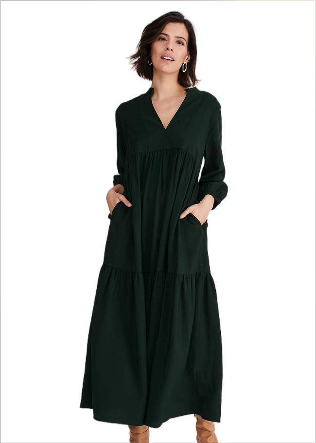  Jayde Tiered Midaxi Dress Dark Green 221155450