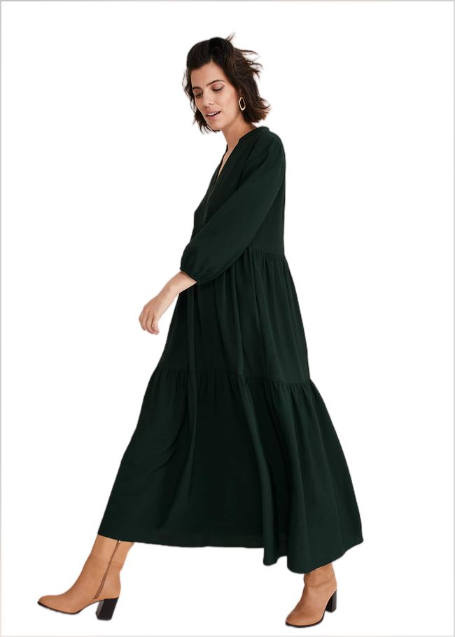  Jayde Tiered Midaxi Dress Dark Green 221155450