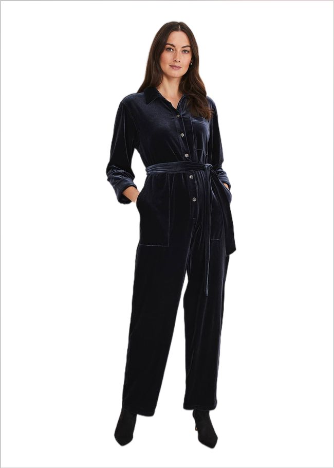  Nala Velvet Jumpsuit Charcoal 221157153