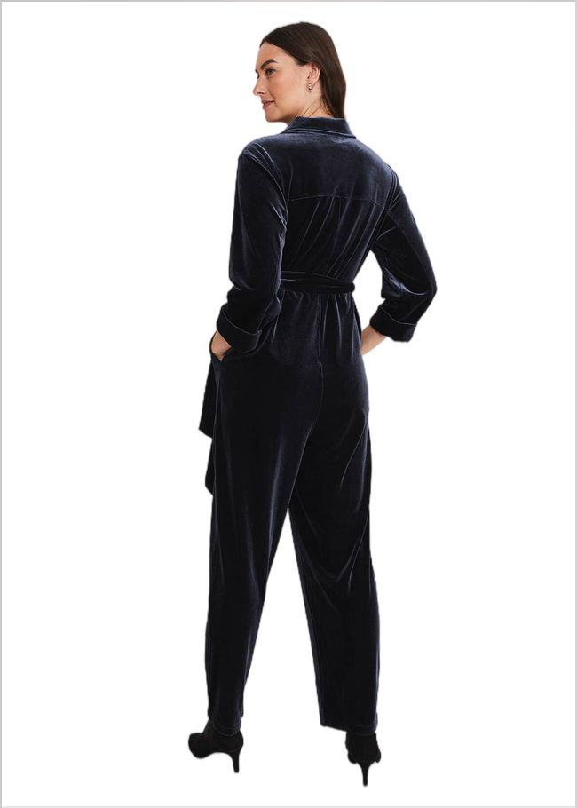  Nala Velvet Jumpsuit Charcoal 221157153