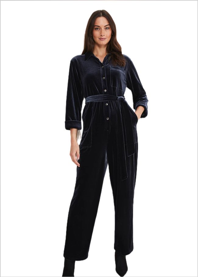  Nala Velvet Jumpsuit Charcoal 221157153