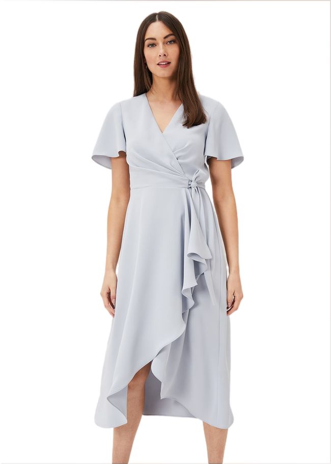  Julissa Ruffle Wrap Midi Dress Mineral 221161501