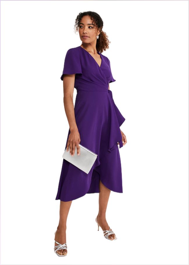  Julissa Ruffle Wrap Midi Dress Violet 221166700