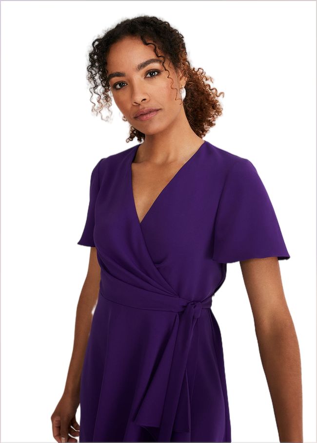  Julissa Ruffle Wrap Midi Dress Violet 221166700