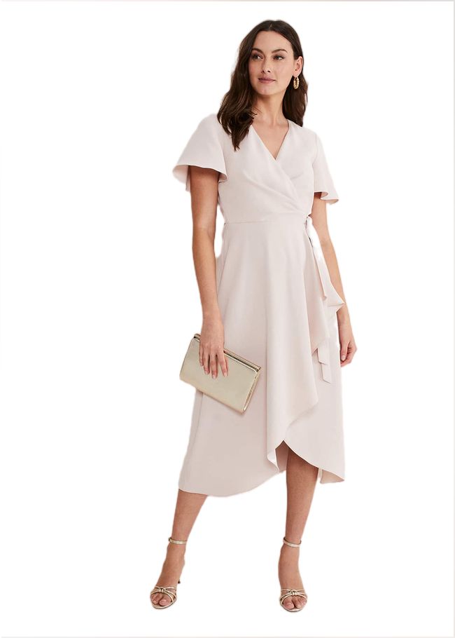  Julissa Ruffle Wrap Midi Dress Cameo 221167675