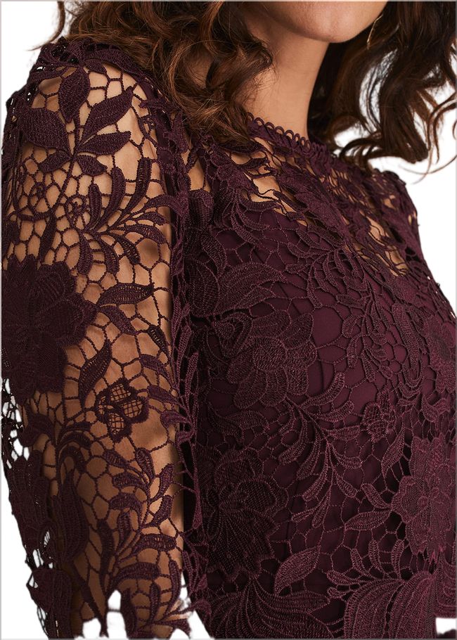  Adeline Double Layer Lace Dress Dark Plum 221168011