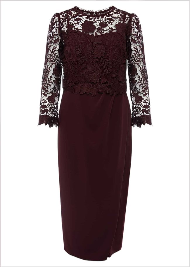  Adeline Double Layer Lace Dress Dark Plum 221168011