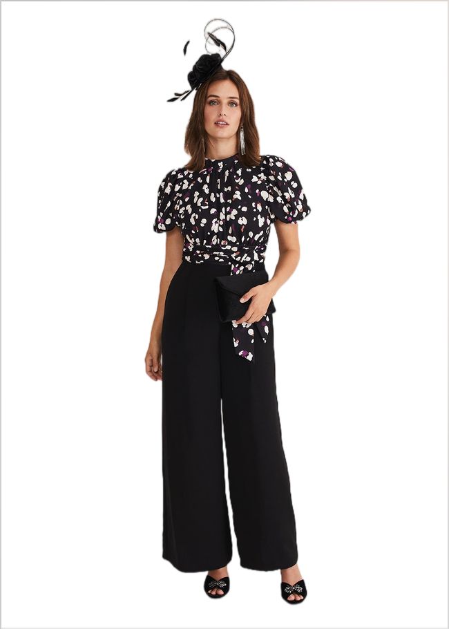  Paulina Puff Sleeve Animal Jumpsuit Black/Multi 221169492