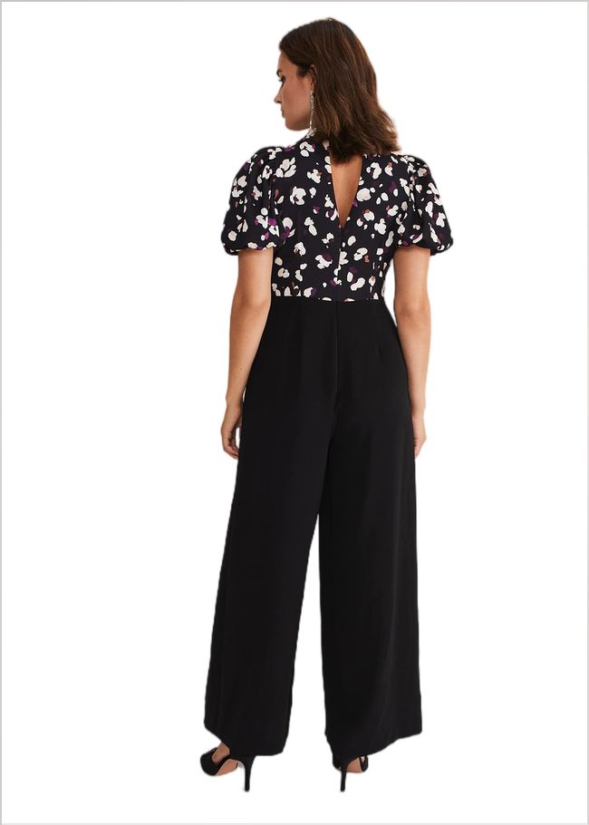  Paulina Puff Sleeve Animal Jumpsuit Black/Multi 221169492