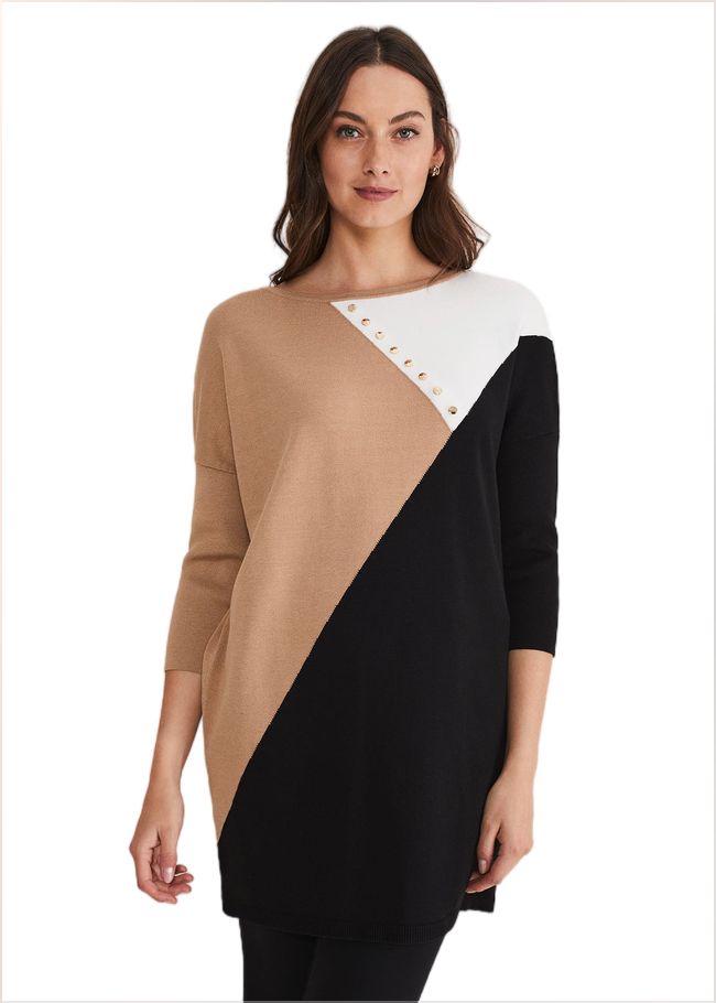  Isabel Colourblock Knit Dress Camel Multi 221173885