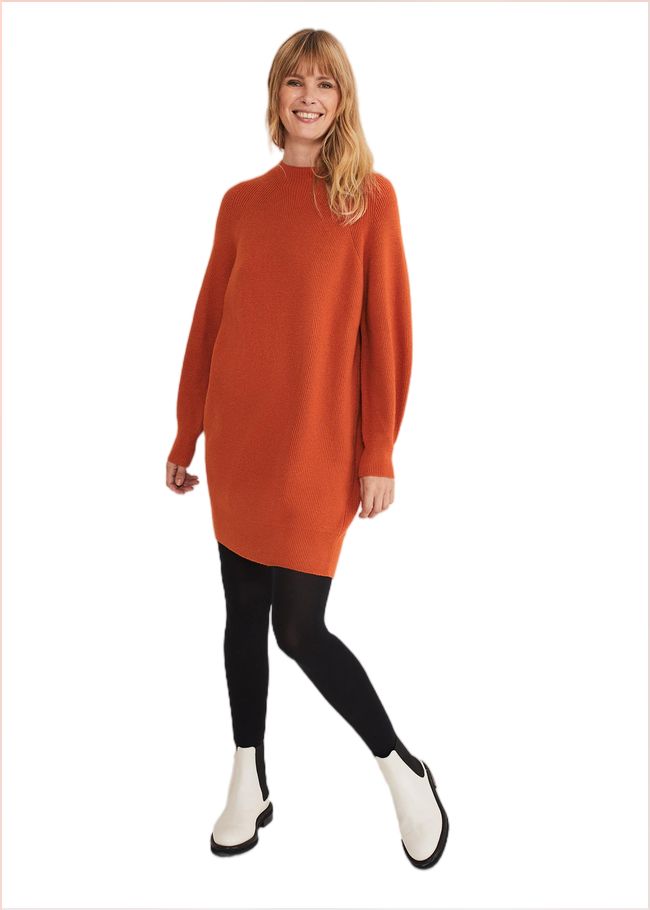  Eliana Knitted Jumper Dress Orange 221174650