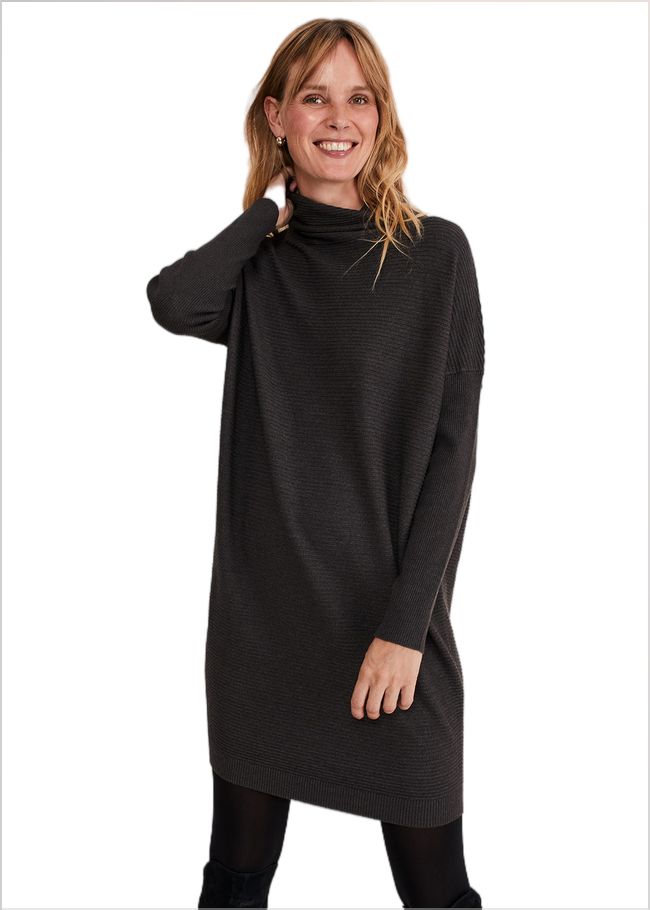  Jocelin Roll Neck Knit Dress Charcoal 221181153