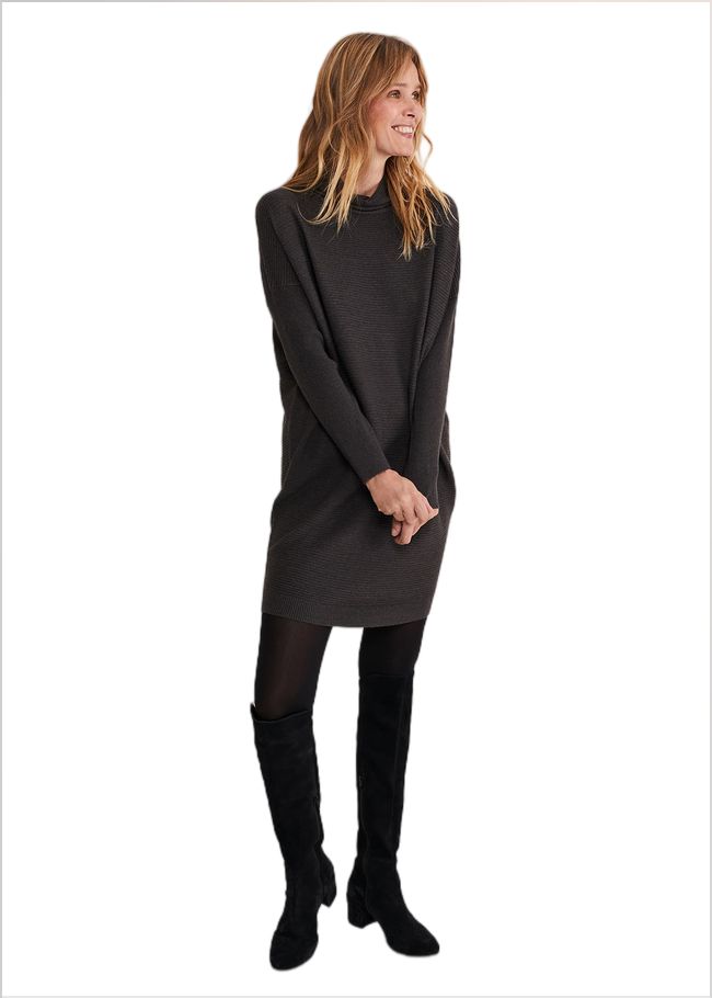  Jocelin Roll Neck Knit Dress Charcoal 221181153