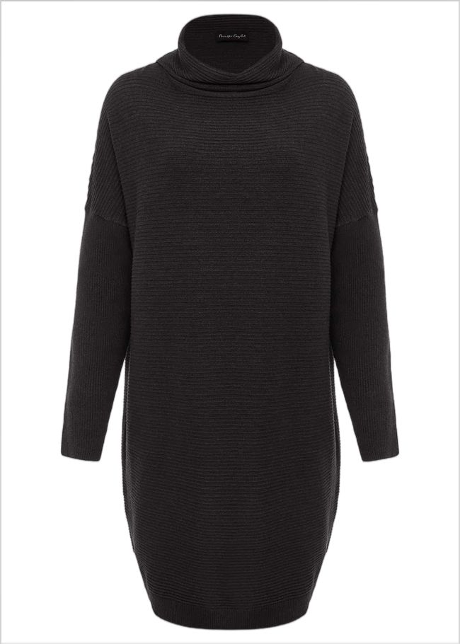  Jocelin Roll Neck Knit Dress Charcoal 221181153