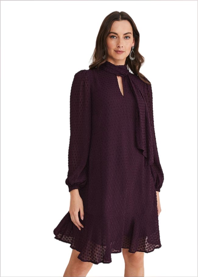  Everly Textured Swing Dress Plum 221183603