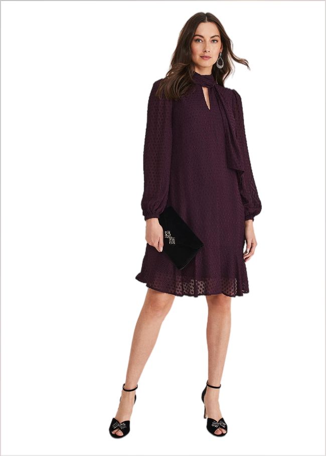  Everly Textured Swing Dress Plum 221183603