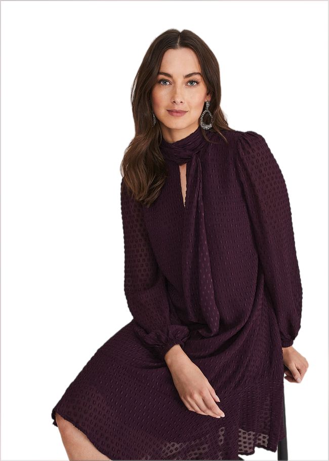  Everly Textured Swing Dress Plum 221183603